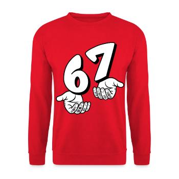67 Six Sept - Sweat-shirt Unisexe - rouge - Devant - Alina (178cm) & Michal (187cm)