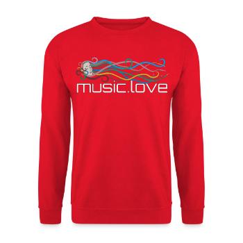 Musikströme music.love - Unisex Pullover - Rot - Vorne - Alina (178cm) & Michal (187cm)