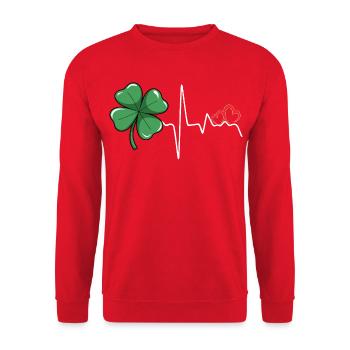Kleeherz Rhythmus - Unisex Pullover - Rot - Vorne - Alina (178cm) & Michal (187cm)