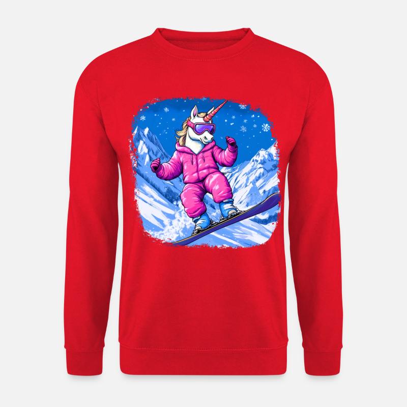 Einhörner Snowboard - Unisex Pullover - Rot