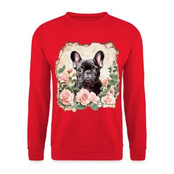 Französische Bulldogge - Unisex Pullover - Rot - Vorne - Alina (178cm) & Michal (187cm)