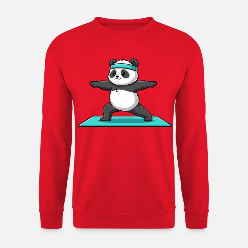 Yoga-Panda-Bär macht Krieger-Pose - Unisex Pullover - Rot