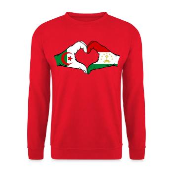 Drapeau du Tadjikistan Algérie Mains Forme de cœur - Sweat-shirt Unisexe - rouge - Devant - Alina (178cm) & Michal (187cm)