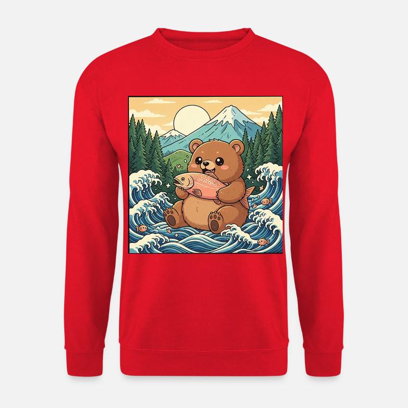 Kawaii Bär Lachs - Unisex Pullover - Rot