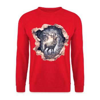 Deer Starry Sky - Unisex Sweatshirt - red - Front - Alina (178cm) & Michal (187cm)
