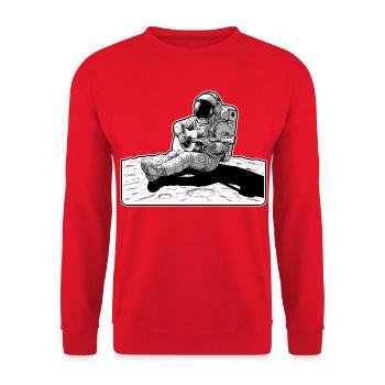 Astronautenmusik Gitarrenmond - Unisex Pullover - Rot - Vorne - Alina (178cm) & Michal (187cm)