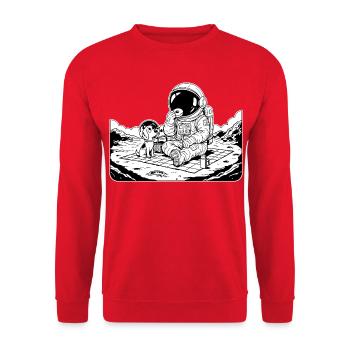 Astronaut Picnic Donut Dog - Unisex Sweatshirt - red - Front - Alina (178cm) & Michal (187cm)