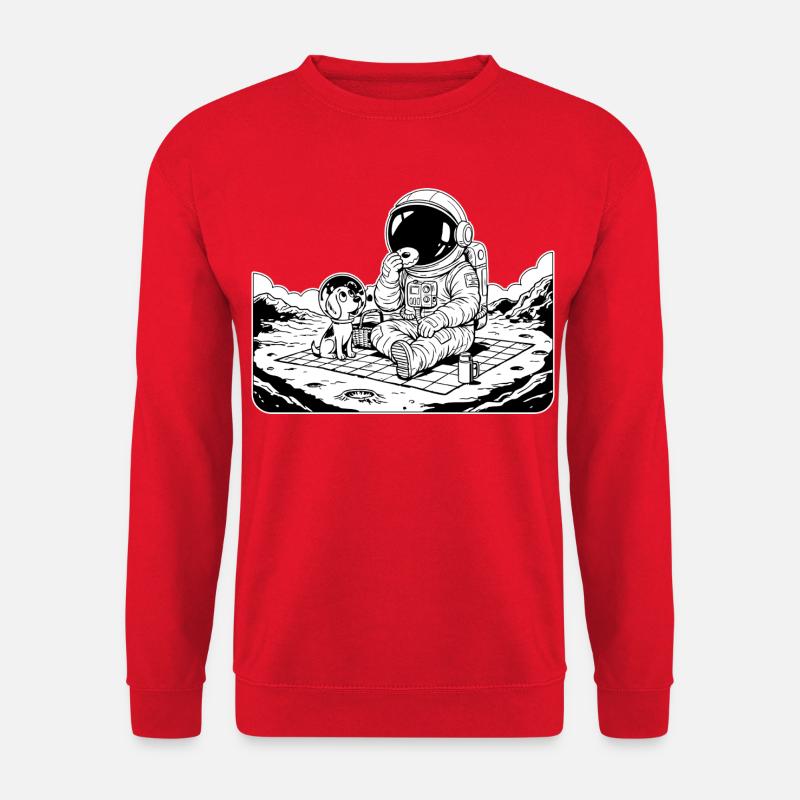 Astronauten-Picknick-Donut-Hund - Unisex Pullover - Rot