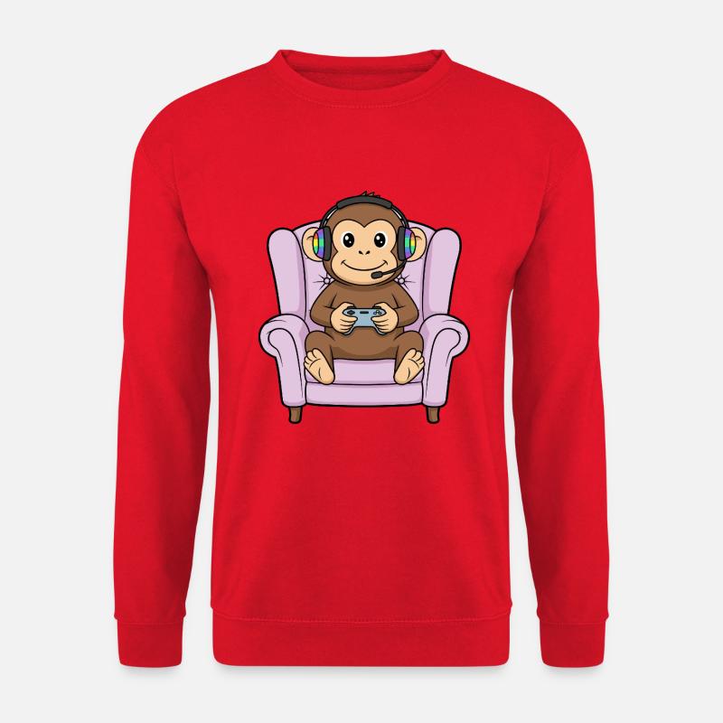 Gamer Affe spielt Videospielkunst - Unisex Pullover - Rot