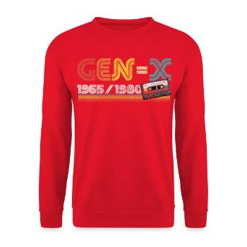 Gen-X Generation X 1965-1980 Retro Vintage-Stil - Unisex Pullover - Rot - Vorne - Alina (178cm) & Michal (187cm)