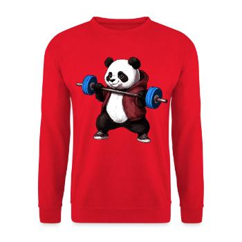Panda mit Langhantel - Unisex Pullover - Rot - Vorne - Alina (178cm) & Michal (187cm)