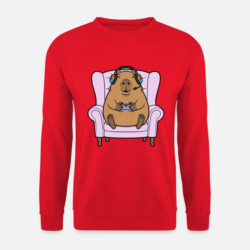 Gamer Capybara-Nagetier spielt Videospiele - Unisex Pullover - Rot
