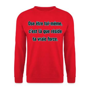 Une simple citation inspirante - Sweat-shirt Unisexe - rouge - Devant - Alina (178cm) & Michal (187cm)