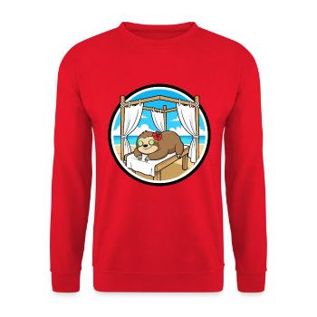 Beach Spa Sloth Animal Relaxing Art - Unisex Sweatshirt - red - Front - Alina (178cm) & Michal (187cm)