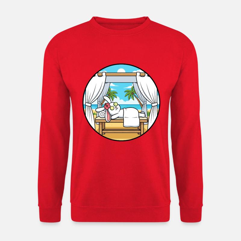 Strand-Spa-Hase Hasen-Entspannungskunst - Unisex Pullover - Rot