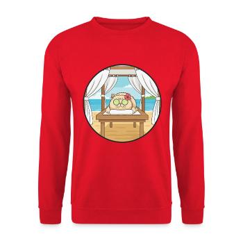 Beach Spa Cat Kitten Relaxing Art - Unisex Sweatshirt - red - Front - Alina (178cm) & Michal (187cm)