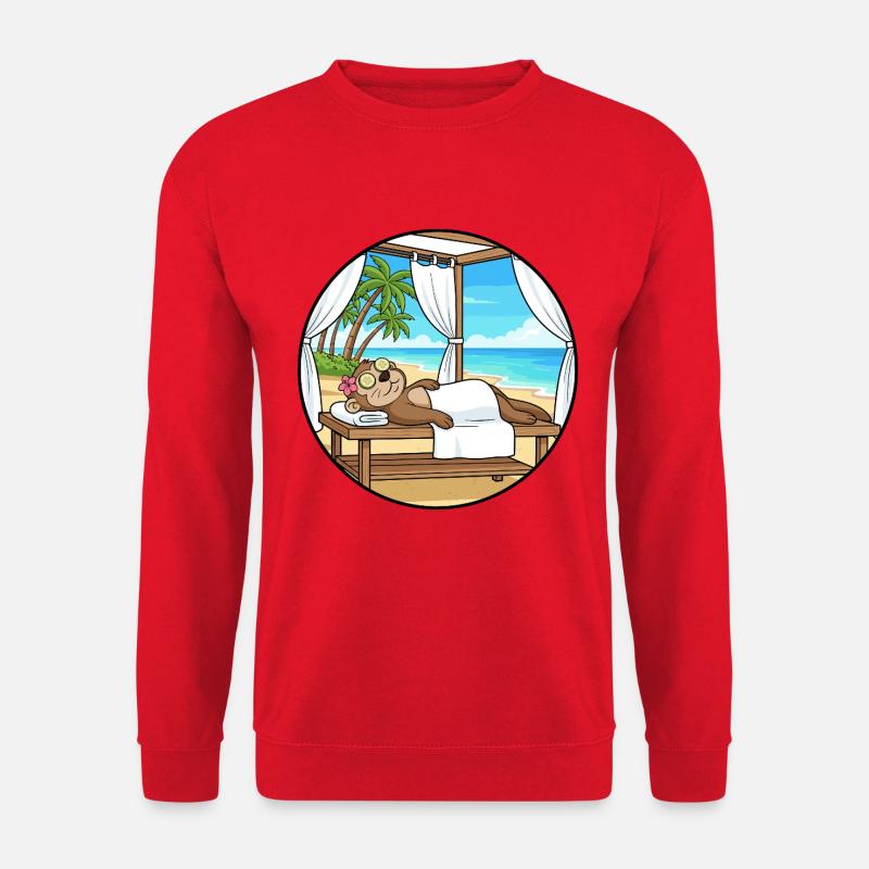 Beach Spa Monkey Ape Relaxing Art - Unisex Sweatshirt - red