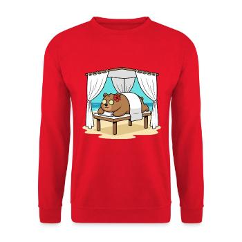 Beach Spa Bear Animal Relaxing Art - Unisex Sweatshirt - red - Front - Alina (178cm) & Michal (187cm)