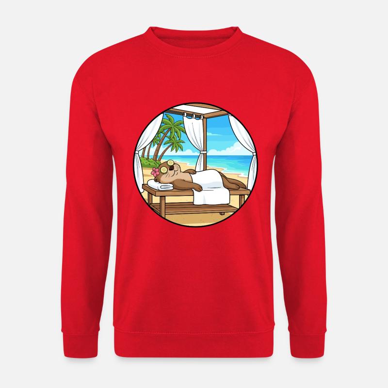 Strand-Spa Otter-Tier-Entspannungskunst - Unisex Pullover - Rot
