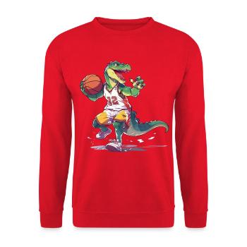 Basketball Dinosaur T-Rex Basketball Player - Unisex Sweatshirt - red - Front - Alina (178cm) & Michal (187cm)