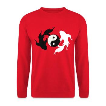 Yin und Yang Harmonie - Unisex Pullover - Rot - Vorne - Alina (178cm) & Michal (187cm)