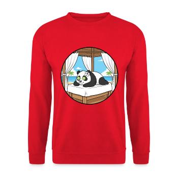 Strand-Spa Panda-Bär-Entspannungskunst - Unisex Pullover - Rot - Vorne - Alina (178cm) & Michal (187cm)