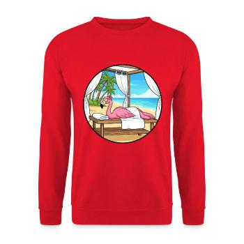 Beach Spa Flamingo Bird Relaxing Art - Unisex Sweatshirt - red - Front - Alina (178cm) & Michal (187cm)