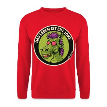 Life Is A Joke Horse Retro - Unisex Sweatshirt - red - Front - Alina (178cm) & Michal (187cm)