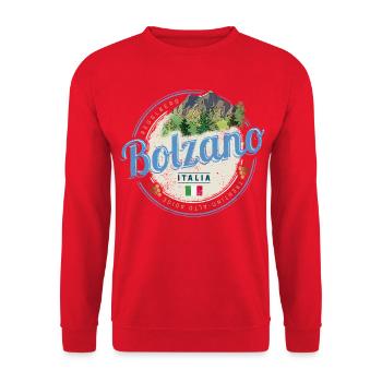 Bozen Trentino Südtirol Italien Vintage Souvenir - Unisex Pullover - Rot - Vorne - Alina (178cm) & Michal (187cm)