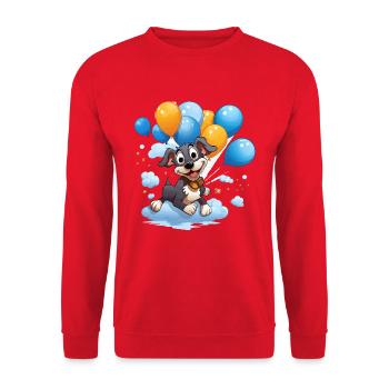 Chien ballon volant dans les nuages - Sweat-shirt Unisexe - rouge - Devant - Alina (178cm) & Michal (187cm)