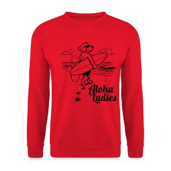 Aloha Ladies Surfer Dog Hawaiian Style - Unisex Sweatshirt - red - Front - Alina (178cm) & Michal (187cm)