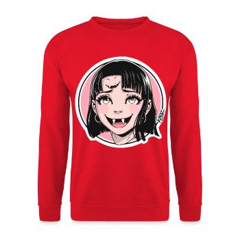 Autocollant Pop Art de la Fille Vampire - Sweat-shirt Unisexe - rouge - Devant - Alina (178cm) & Michal (187cm)