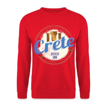 Crete Island in Greece Retro Vintage Souvenir - Unisex Sweatshirt - red - Front - Alina (178cm) & Michal (187cm)