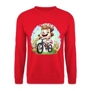 Amoureux des animaux joyeux à vélo - Sweat-shirt Unisexe - rouge - Devant - Alina (178cm) & Michal (187cm)