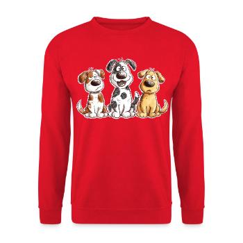 Drolliges Hunde Team Cartoon Hundefan Geschenk - Unisex Pullover - Rot - Vorne - Alina (178cm) & Michal (187cm)