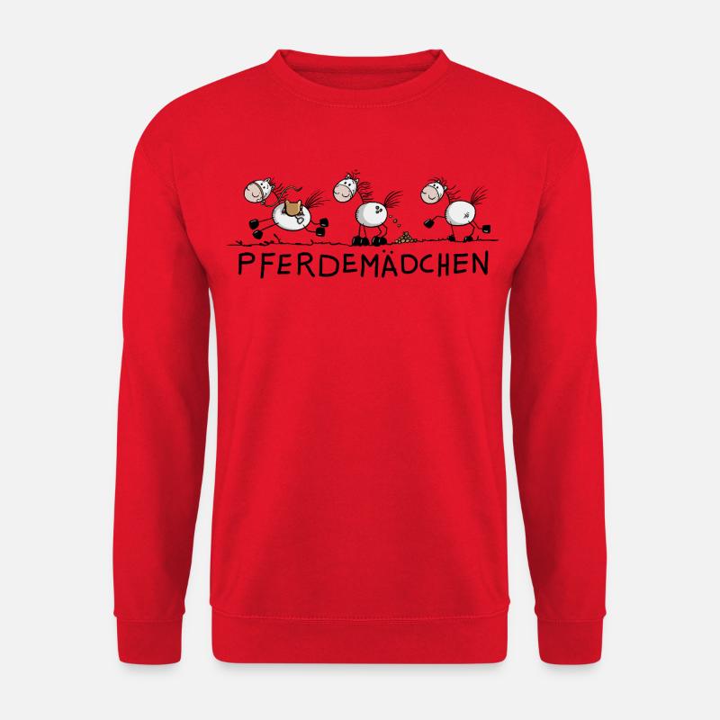 Pferdemädchen Pferde Strichmännchen Zeichnung  - Unisex Pullover - Rot