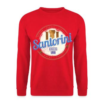 Souvenir de l’île ancienne de Santorin, Grèce - Sweat-shirt Unisexe - rouge - Devant - Alina (178cm) & Michal (187cm)