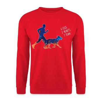 Canicross Läufer Und Hund Team - Unisex Pullover - Rot - Vorne - Alina (178cm) & Michal (187cm)