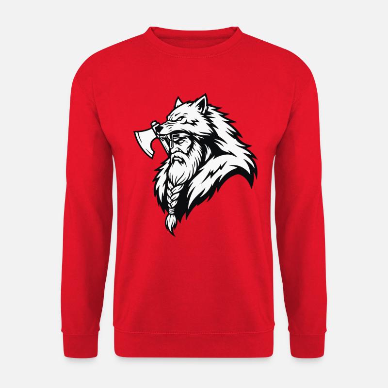 Wikinger-Ulfhednar-Krieger-Wolf-Berserker-Maskottchen - Unisex Pullover - Rot