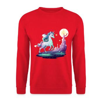 Moon Tower Unicorn Dream - Unisex Sweatshirt - red - Front - Alina (178cm) & Michal (187cm)
