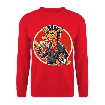 Giraffe-Punk-Pizzareiter - Unisex Pullover - Rot - Vorne - Alina (178cm) & Michal (187cm)