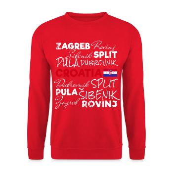 Ville rétro de Croatie et souvenir vintage du drapeau - Sweat-shirt Unisexe - rouge - Devant - Alina (178cm) & Michal (187cm)