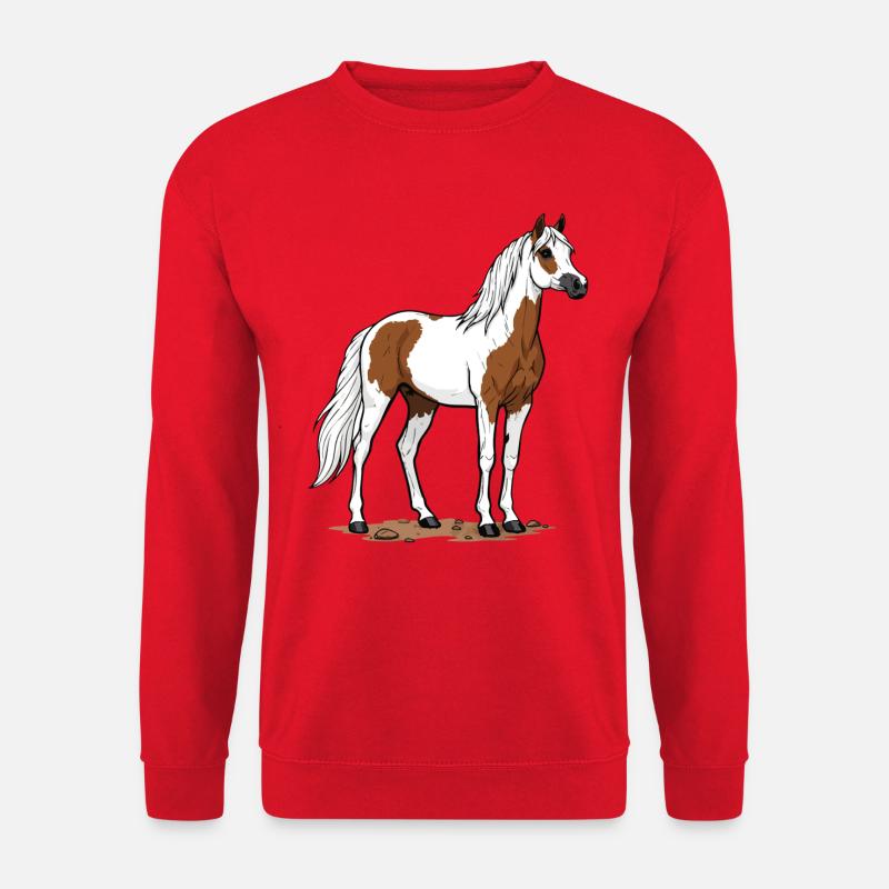 Braun-Weiße Scheiber-Pferde-Reiter-Eleganz - Unisex Pullover - Rot