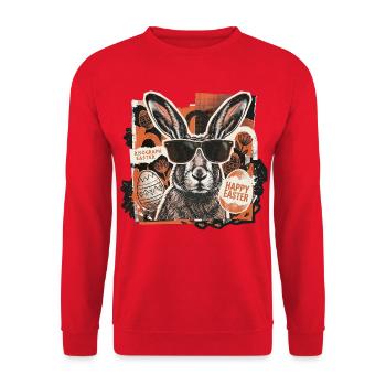 Ostern Vintage Retro Osterhase Sonnenbrille - Unisex Pullover - Rot - Vorne - Alina (178cm) & Michal (187cm)