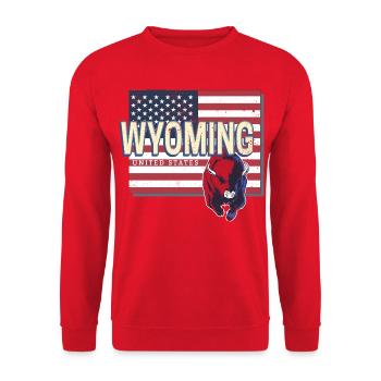 Wyoming United States Retro Map USA - Unisex Sweatshirt - red - Front - Alina (178cm) & Michal (187cm)