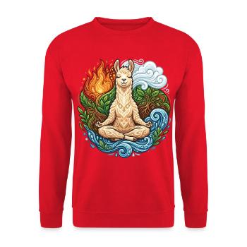 Zen Lama - Spirituelle Elemente & Meditation - Unisex Pullover - Rot - Vorne - Alina (178cm) & Michal (187cm)
