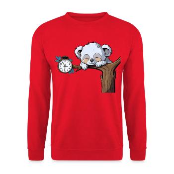 Sleeping koala on the clock branch - Unisex Sweatshirt - red - Front - Alina (178cm) & Michal (187cm)