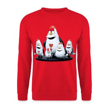 Heart Penguin Family Cartoon - Unisex Sweatshirt - red - Front - Alina (178cm) & Michal (187cm)