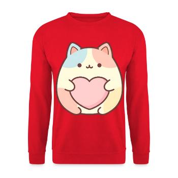 Motif de cœur de chat Kawaii Design de chat mignon - Sweat-shirt Unisexe - rouge - Devant - Alina (178cm) & Michal (187cm)