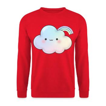 Kawaii Wolke Geschenk für Mädchen Kinder - Unisex Pullover - Rot - Vorne - Alina (178cm) & Michal (187cm)